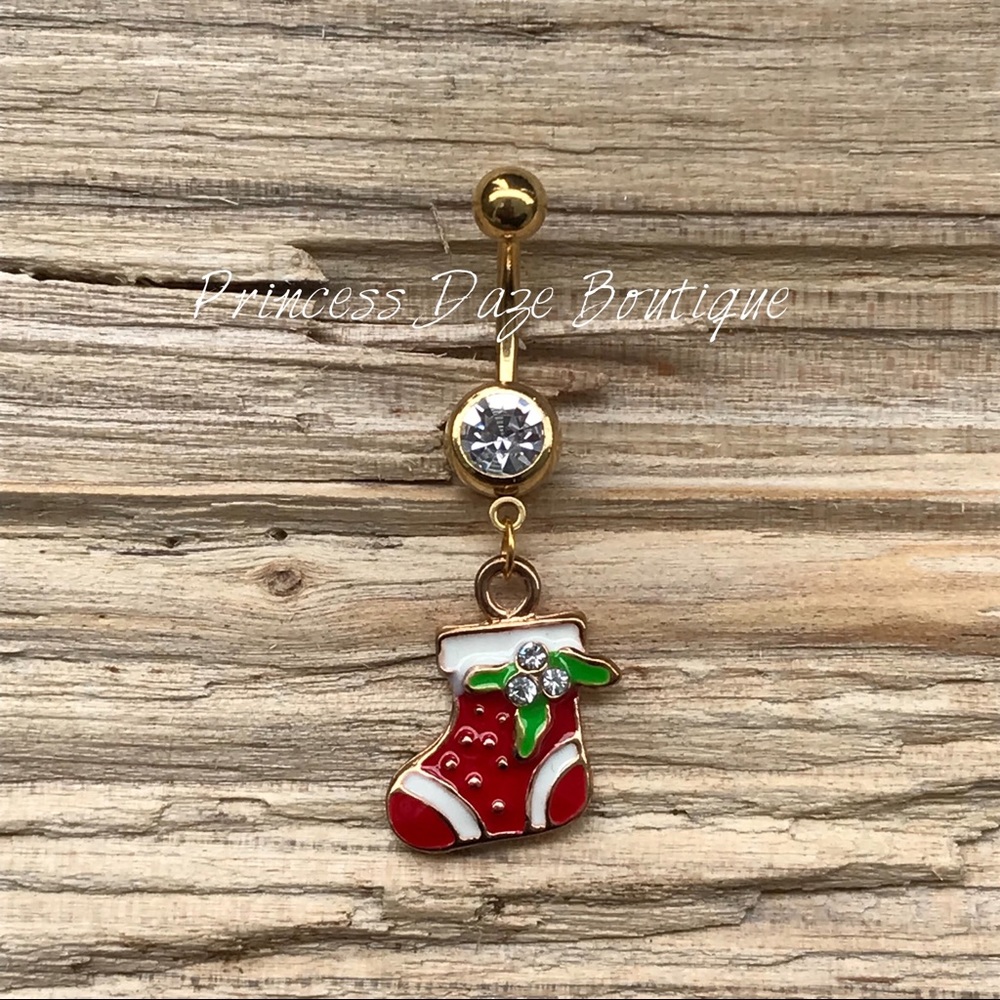 Gold Holiday‎ Stocking Belly Button Ring